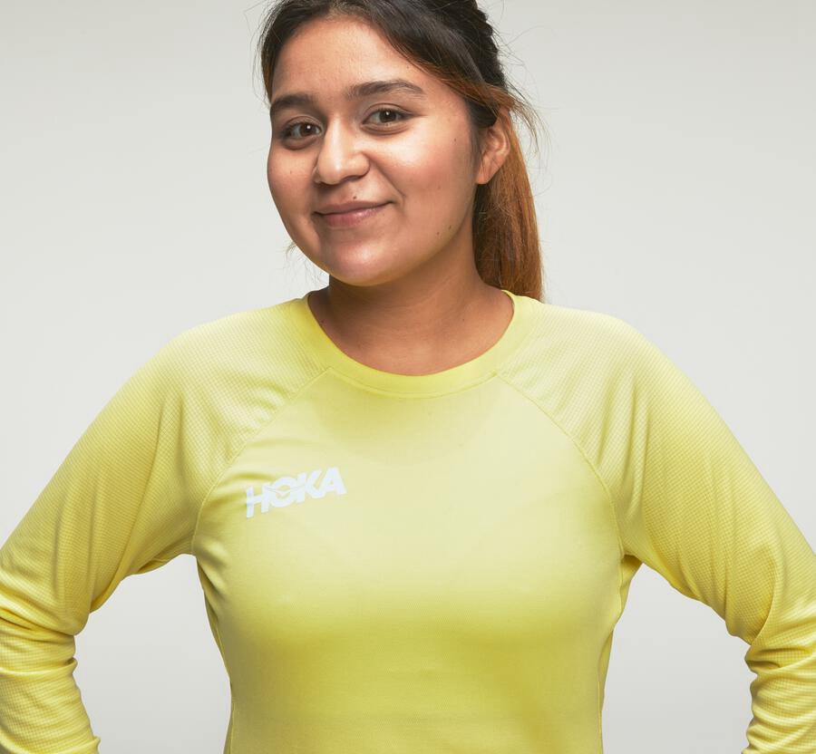 Hoka One One Tops Womens Yellow - Performance Long Sleeve - 25103QJRT